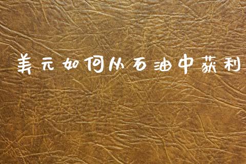 美元如何从石油中获利_https://www.gongyisiwang.com_焦炭期货手续费_第1张