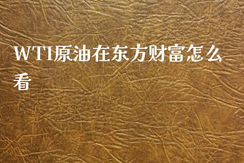 WTI原油在东方财富怎么看_https://www.gongyisiwang.com_股指期货_第1张