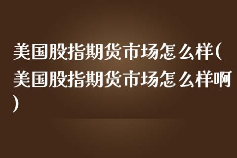 美国股指期货市场怎么样(美国股指期货市场怎么样啊)_https://www.gongyisiwang.com_期货公司手续费排名_第1张