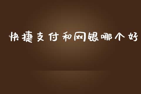 快捷支付和网银哪个好_https://www.gongyisiwang.com_原油期货_第1张