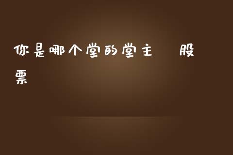 你是哪个堂的堂主   股票_https://www.gongyisiwang.com_广发期货手续费_第1张