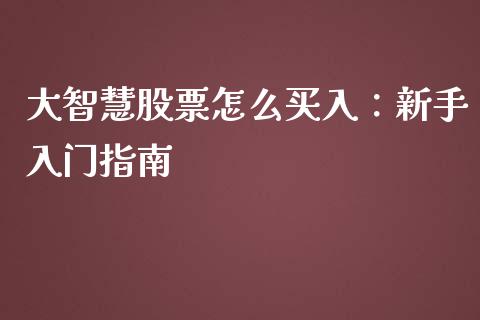 大智慧股票怎么买入：新手入门指南_https://www.gongyisiwang.com_道指_第1张