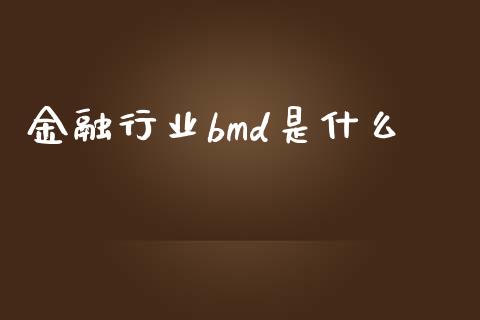金融行业bmd是什么_https://www.gongyisiwang.com_原油期货_第1张