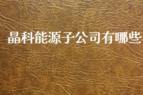 晶科能源子公司有哪些_https://www.gongyisiwang.com_原油期货_第1张