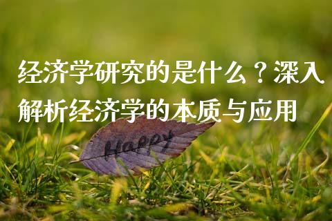 经济学研究的是什么？深入解析经济学的本质与应用_https://www.gongyisiwang.com_股指期货交易手续费_第1张