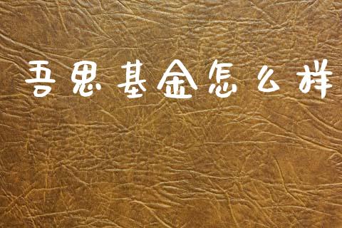 吾思基金怎么样_https://www.gongyisiwang.com_焦炭期货手续费_第1张