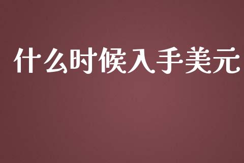 什么时候入手美元_https://www.gongyisiwang.com_股指期货_第1张