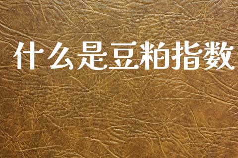 什么是豆粕指数_https://www.gongyisiwang.com_广发期货手续费_第1张