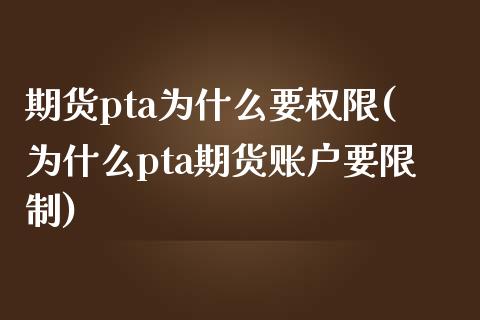 期货pta为什么要权限(为什么pta期货账户要限制)_https://www.gongyisiwang.com_广发期货手续费_第1张