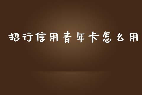 招行信用青年卡怎么用_https://www.gongyisiwang.com_原油期货_第1张
