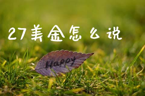 27美金怎么说_https://www.gongyisiwang.com_原油期货_第1张