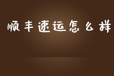 顺丰速运怎么样_https://www.gongyisiwang.com_股指期货交易手续费_第1张