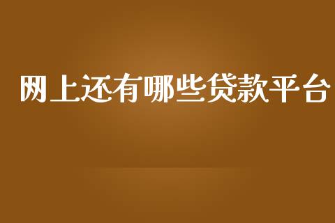 网上还有哪些贷款平台_https://www.gongyisiwang.com_焦炭期货手续费_第1张