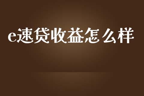 e速贷收益怎么样_https://www.gongyisiwang.com_广发期货手续费_第1张