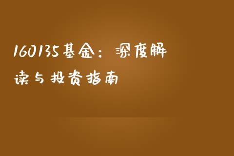 160135基金：深度解读与投资指南_https://www.gongyisiwang.com_道指_第1张