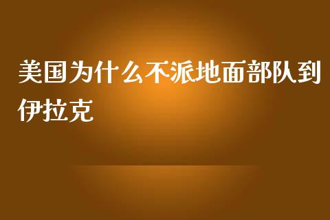 美国为什么不派地面部队到伊拉克_https://www.gongyisiwang.com_原油期货_第1张