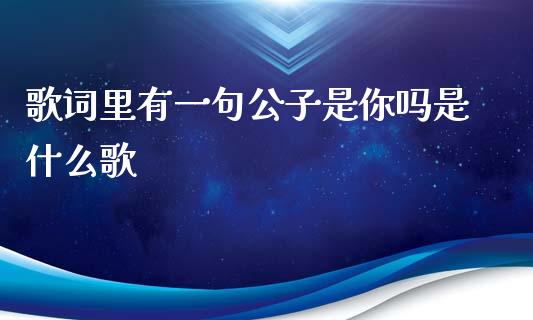 歌词里有一句公子是你吗是什么歌_https://www.gongyisiwang.com_焦炭期货手续费_第1张