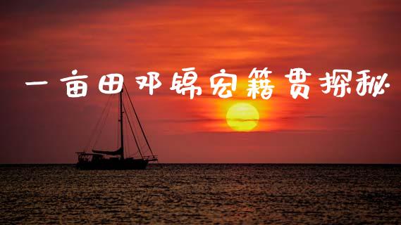 一亩田邓锦宏籍贯探秘_https://www.gongyisiwang.com_广发期货手续费_第1张