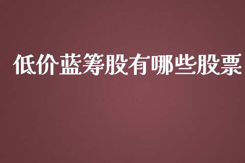 低价蓝筹股有哪些股票_https://www.gongyisiwang.com_股指期货_第1张