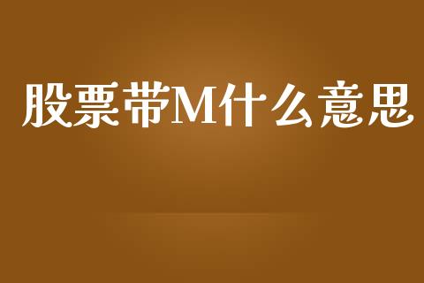 股票带M什么意思_https://www.gongyisiwang.com_原油期货_第1张