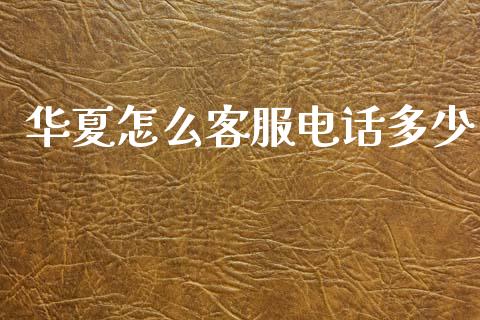 华夏怎么客服电话多少_https://www.gongyisiwang.com_原油期货_第1张