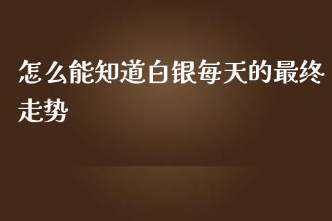 怎么能知道白银每天的最终走势_https://www.gongyisiwang.com_原油期货_第1张