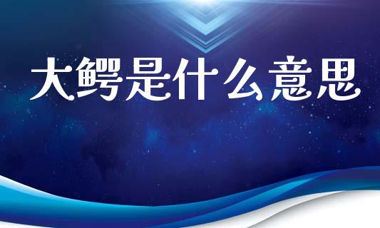 大鳄是什么意思_https://www.gongyisiwang.com_焦炭期货手续费_第1张