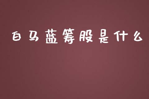 白马蓝筹股是什么_https://www.gongyisiwang.com_道指_第1张