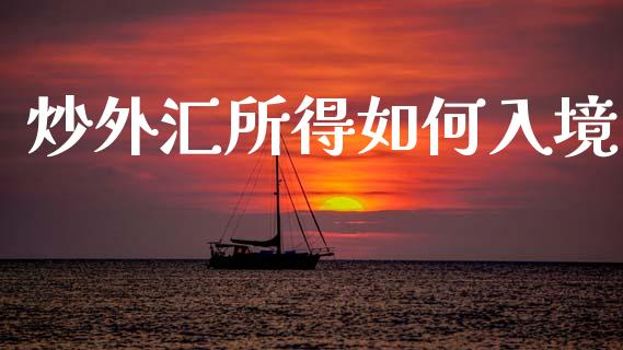 炒外汇所得如何入境_https://www.gongyisiwang.com_恒指期货_第1张