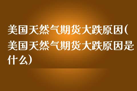 美国天然气期货大跌原因(美国天然气期货大跌原因是什么)_https://www.gongyisiwang.com_广发期货手续费_第1张