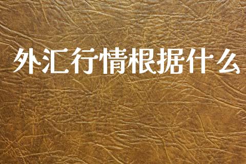 外汇行情根据什么_https://www.gongyisiwang.com_原油期货_第1张