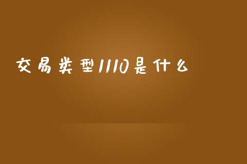 交易类型1110是什么_https://www.gongyisiwang.com_期货公司手续费排名_第1张