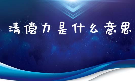 清偿力是什么意思_https://www.gongyisiwang.com_股指期货_第1张