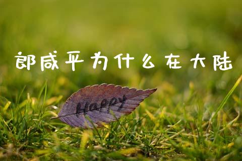 郎咸平为什么在大陆_https://www.gongyisiwang.com_期货公司手续费排名_第1张