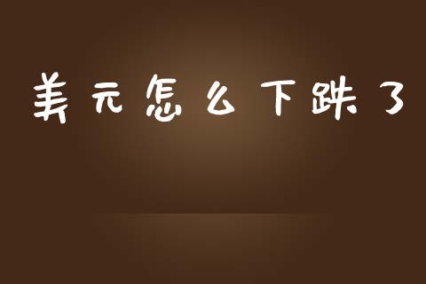 美元怎么下跌了_https://www.gongyisiwang.com_原油期货_第1张