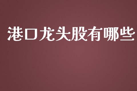 港口龙头股有哪些_https://www.gongyisiwang.com_道指_第1张