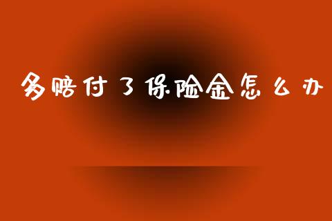 多赔付了保险金怎么办_https://www.gongyisiwang.com_股指期货交易手续费_第1张