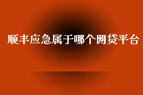 顺丰应急属于哪个网贷平台_https://www.gongyisiwang.com_道指_第1张