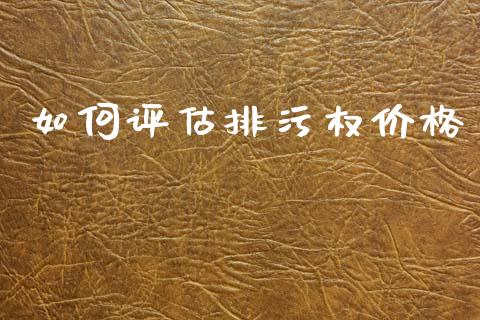 如何评估排污权价格_https://www.gongyisiwang.com_股指期货交易手续费_第1张