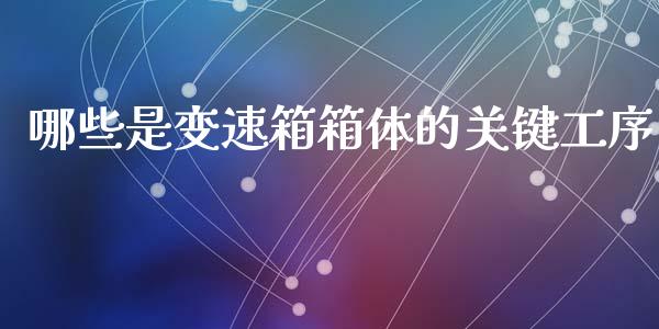 哪些是变速箱箱体的关键工序_https://www.gongyisiwang.com_股指期货交易手续费_第1张