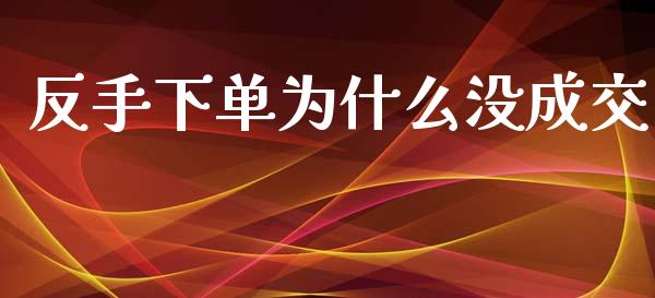 反手下单为什么没成交_https://www.gongyisiwang.com_广发期货手续费_第1张