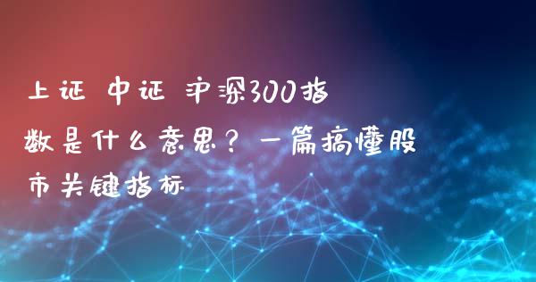 上证 中证 沪深300指数是什么意思？一篇搞懂股市关键指标_https://www.gongyisiwang.com_股指期货交易手续费_第1张