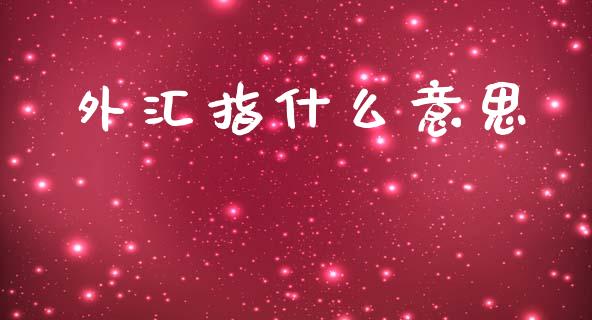 外汇指什么意思_https://www.gongyisiwang.com_股指期货_第1张