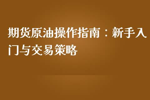 期货原油操作指南：新手入门与交易策略_https://www.gongyisiwang.com_股指期货_第1张