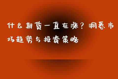 什么期货一直在涨？洞悉市场趋势与投资策略_https://www.gongyisiwang.com_焦炭期货手续费_第1张