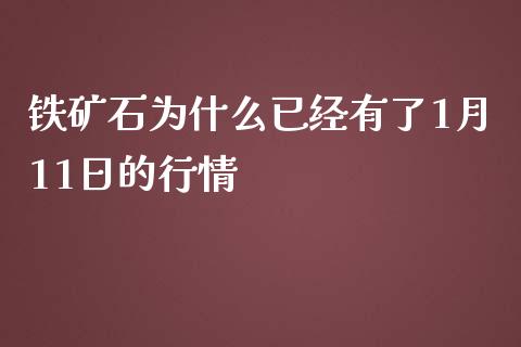 铁矿石为什么已经有了1月11日的行情_https://www.gongyisiwang.com_广发期货手续费_第1张
