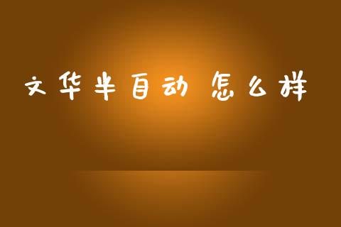 文华半自动 怎么样_https://www.gongyisiwang.com_期货公司手续费排名_第1张
