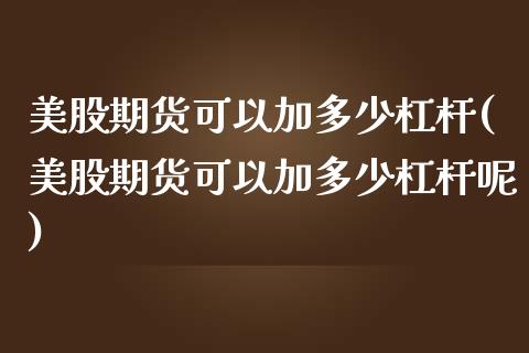 美股期货可以加多少杠杆(美股期货可以加多少杠杆呢)_https://www.gongyisiwang.com_股指期货交易手续费_第1张
