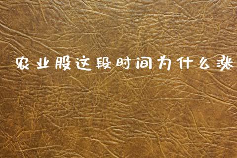 农业股这段时间为什么涨_https://www.gongyisiwang.com_恒指期货_第1张