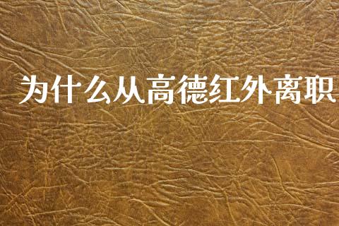 为什么从高德红外离职_https://www.gongyisiwang.com_广发期货手续费_第1张